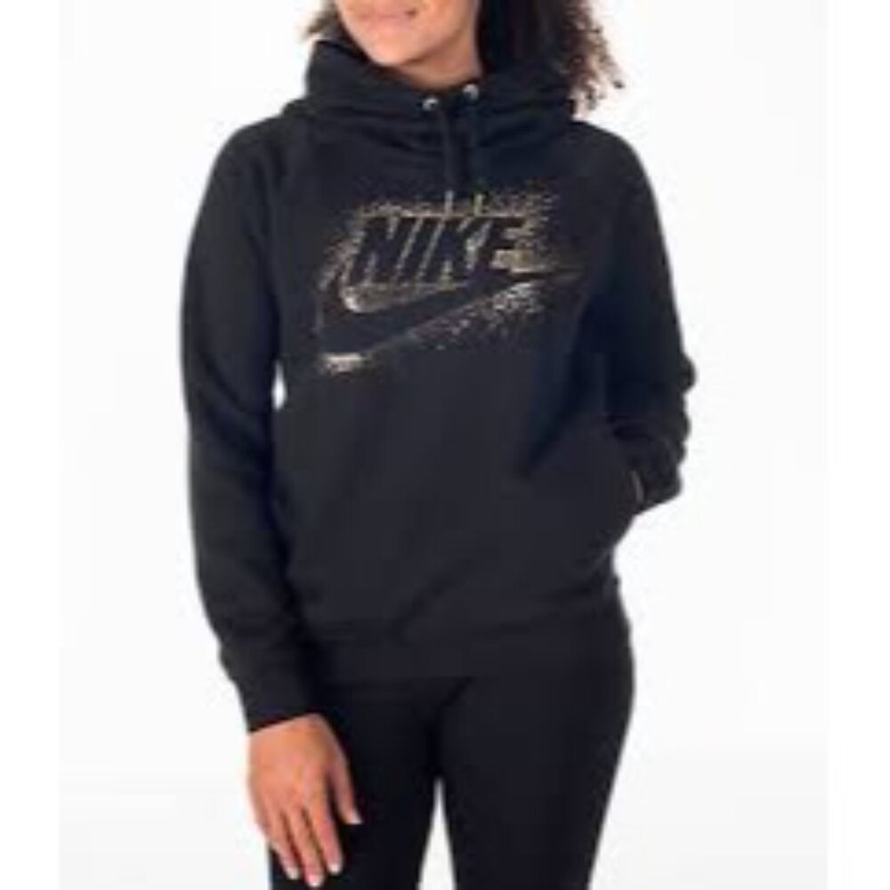 Nike Women's Sportswear Rally Metallic Funnel Neck Hoodie Size M - Picture 8 of 10